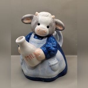 Vintage Mary’s Moo Moos Teapot Cow with Milk Jug 8”  Made In Taiwan 1993 Enesco